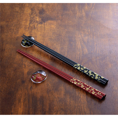 和装塗り箸&クリア箸置きセット1